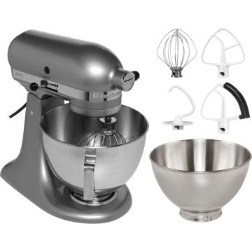 KitchenAid Artisan 5KSM175PSECU virtuves kombains, 300W, 4,8 l bļoda, 10 uzgaļi, kontūrsudraba