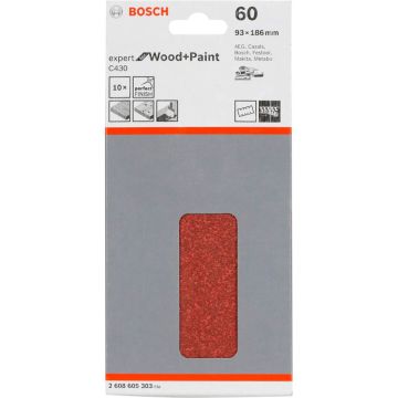 Bosch Slīppapīrs C 430 koks + Lacquer 93x186MM Grit 60 10 gab.