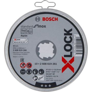 Bosch X-LOCK Griešanas Disks kompl. Inox 10x115x1mm