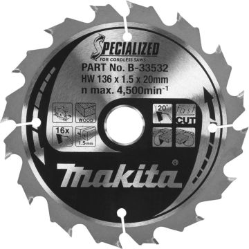 Makita B-33532 SPECIALIZED zāģa asmens 136x20x16Z