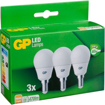 GP Lighting A45 Mini Globe E14, 5,6W (40W) 470lm spuldzes 3 gab.