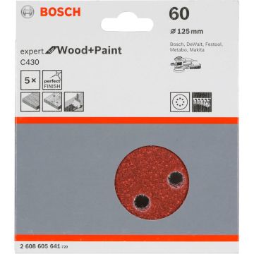 Bosch Slīpēšanas loksne C 430 D125MM Kokam Raupjums 60 5 gab.