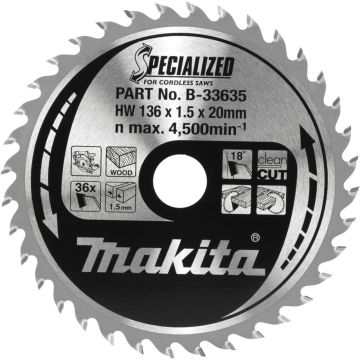 Makita B-33635 SPECIALIZED Zāģa asmens 136x20x36Z