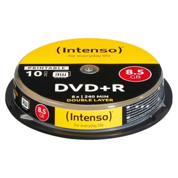 Intenso DVD+R 8,5GB 8x ātrumu, Double Layer apdrukājams 10 gab.