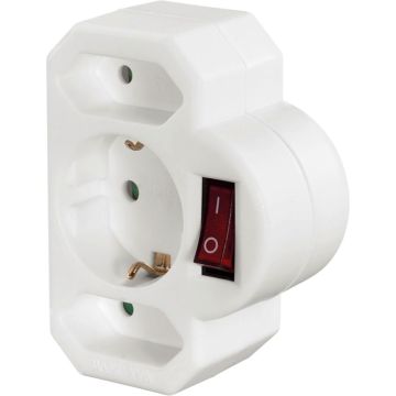 Hama Multi Socket 3-fold adapter with switch white