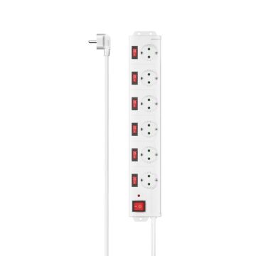 Hama Socket Line 6+1 XL single switchable white