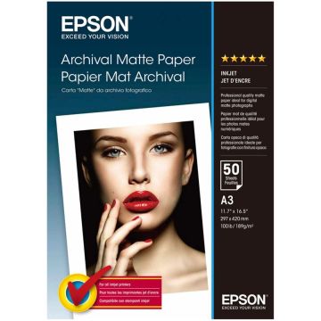 Epson Archival matēts papīrs A3, 50 loksnes, 192g S041344