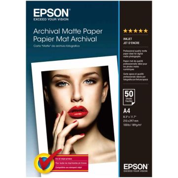 Epson Archival matēts papīrs A4, 50 loksnes, 192g S041342