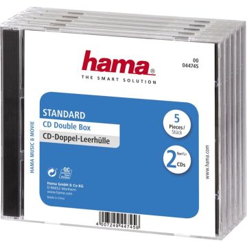 Hama standarta CD dubultie plastikāta vāciņi caurspīdīgi/melni 5 gab.