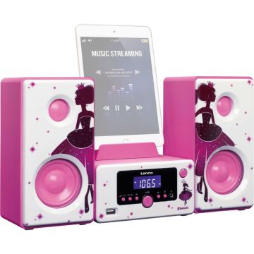 Lenco MC-020 Princess Mūzikas sistēma, CD/FM/Bluetooth, 2 x 3W, princešu dizains