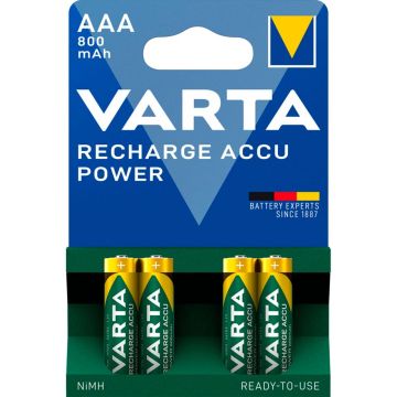 Varta AAA Ready2Use NiMH 800 mAh uzlādējamie akumulatori 4 gab.