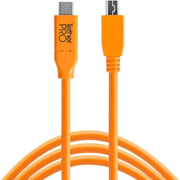 Tether Tools USB-C uz 2.0 Micro- B 5-Pin 4,60m oranžs