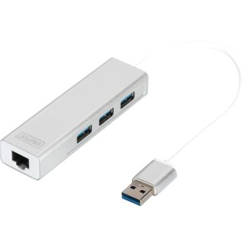 Digitus USB 3.0 3-portu Hub & Gigabit LAN-Adapteris