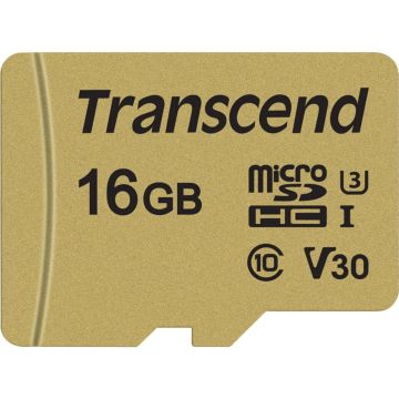 Transcend microSDHC 500S 16GB Class 10 UHS-I U3 V30 + Adapter+atmiņas karte