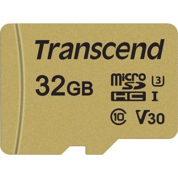 Transcend microSDHC 500S 32GB 10. klase UHS-I U3 V30 + adapteris