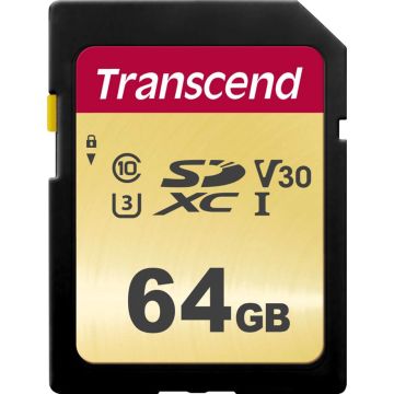 Transcend SDXC 500S 64GB Class 10 UHS-I U3 V30 atmiņas karte