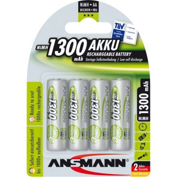 Ansmann maxE NiMH uzlādējamās AA baterijas 1300 mAh 4 gab.