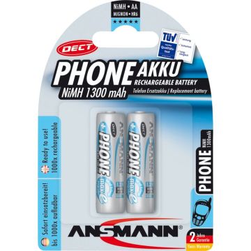 Ansmann maxE NiMH uzlādējamās AA baterijas 800 mAh DECT PHONE 2 gab.