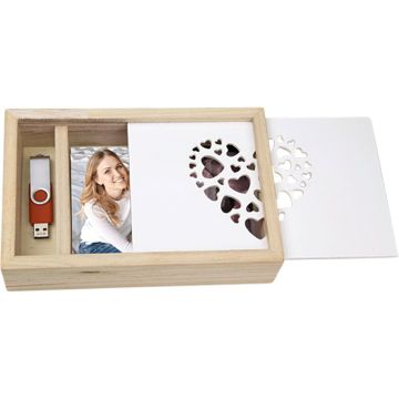 ZEP Love Box USB 13x18 Koka kaste fotogrāfijām un uzlīmēm CZ1257