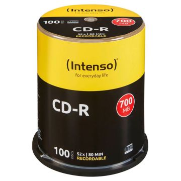 Intenso CD-R 80 min / 700MB 52x ātrumu, spole 100 gab.