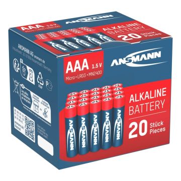 Ansmann Alkaline AAA LR03 1,5V baterijas 20 gab.