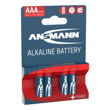 Ansmann Alkaline AAA LR03 1,5V baterijas red-line 4 gab.