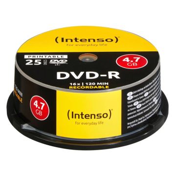 Intenso DVD-R 4,7GB 16x ātrumu spole apdrukājams 25 gab.