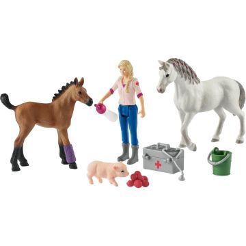 Schleich Farm World 42486 Veterinārārsts apmeklē ķēvi un kumeļu