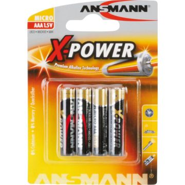 Ansmann Alkaline AAA LR03 X-Power 1,5V baterijas 4 gab.