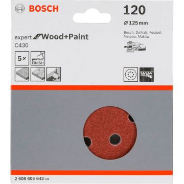 Bosch Sanding Pad C 430 D125MM Wood Grit 120 5 pcs.