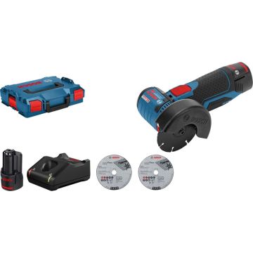 Bosch GWS 12V-76, 2x GBA 12V 3.0 Akumulatoru Leņķa Slīpmašīna