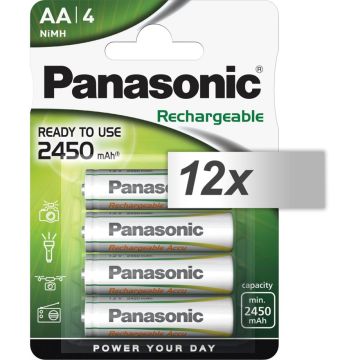 12x4 Panasonic Accu NiMH Mignon AA 2450 mAh Rechargeable Evolta