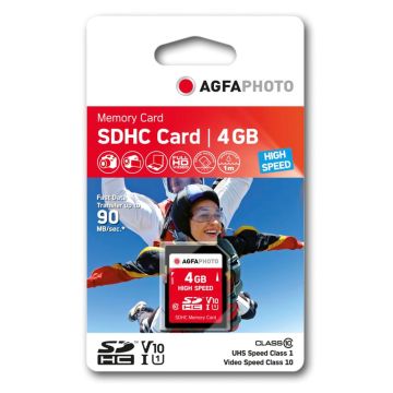 AgfaPhoto SDHC Karte 4GB Ātrdarbīga Class 10 UHS I U1 V10