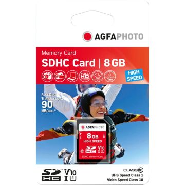 AgfaPhoto SDHC Karte 8GB Ātrdarbīga Class 10 UHS I U1 V10