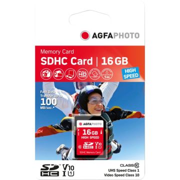 AgfaPhoto SDHC Karte 16GB Ātrdarbīga Class 10 UHS I U1 V10