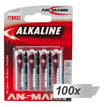 100x4 Ansmann Alkaline Mignon AA LR 6 red-line