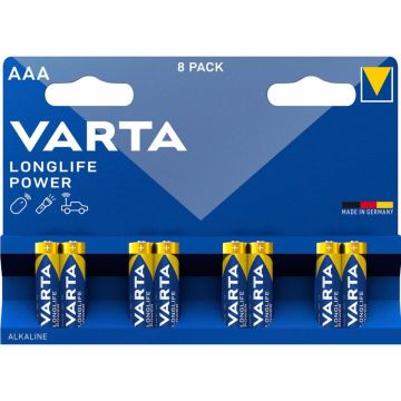 Varta Longlife Power AAA LR03 baterijas 8 gab.