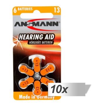 10x6 Ansmann Zinc-Air 13 (PR48) Hearing Aid Batteries