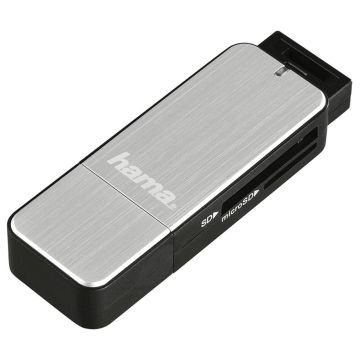 Hama USB 3.0 Multi Card Reader SD/microSD Alu melns/sudraba