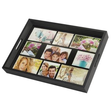 ZEP Photo Tray black 43x35 Koka foto paplāte 9 fotogrāfijām W002