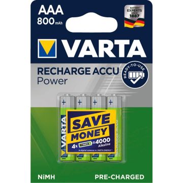 10x4 Varta Rechargeable Accu NiMh 800 mAh Micro