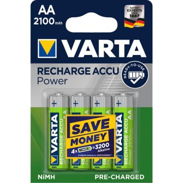 10x4 Varta Rechargeable Accu NiMh 2100 mAh Mignon