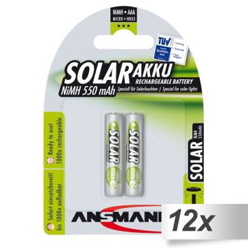 12x2 Ansmann maxE NiMH bat. Micro AAA 550 mAh SOLAR