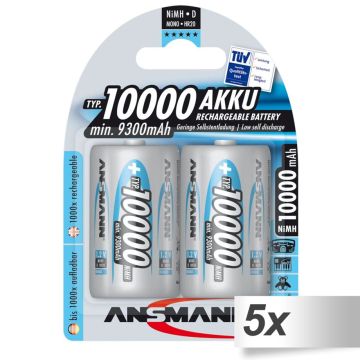 5x2 Ansmann NiMH bat. 10000 Mono D 9300 mAh 5030642