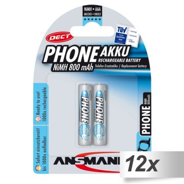 12x2 Ansmann maxE NiMH bat. Micro AAA 800 mAh DECT PHONE