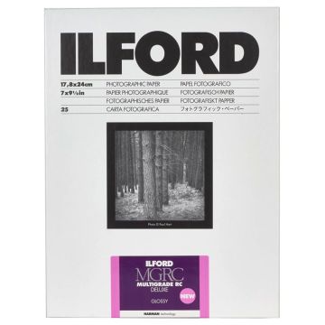 Ilford MG RC DL 1M glossy melnbaltais foto papīrs 18x24cm 25 loksnes