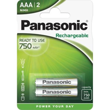 Panasonic AAA NiMH akumulatori 750 mAh 2 gab.