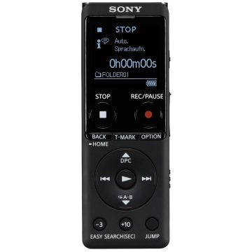 Sony ICD-UX570B Diktofons, 4GB atmiņa + microSD atbalsts, MP3/LPCM, melns