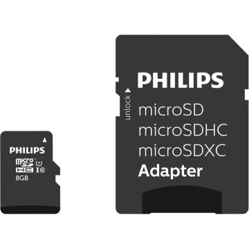 Philips MicroSDHC Card 8GB Class 10 UHS-I U1 + Adapteris