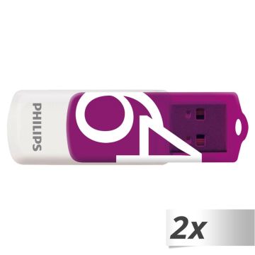 Philips USB 2.0 2 gab. komplekts 64GB Vivid Edition burvju violets